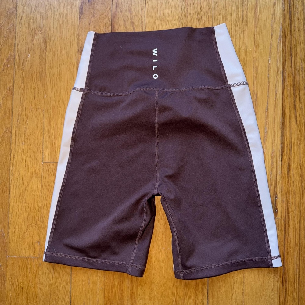 Wilo‎ The Label Bike Shorts XS Brown High Rise Colorblock Athletic Yoga Gym
